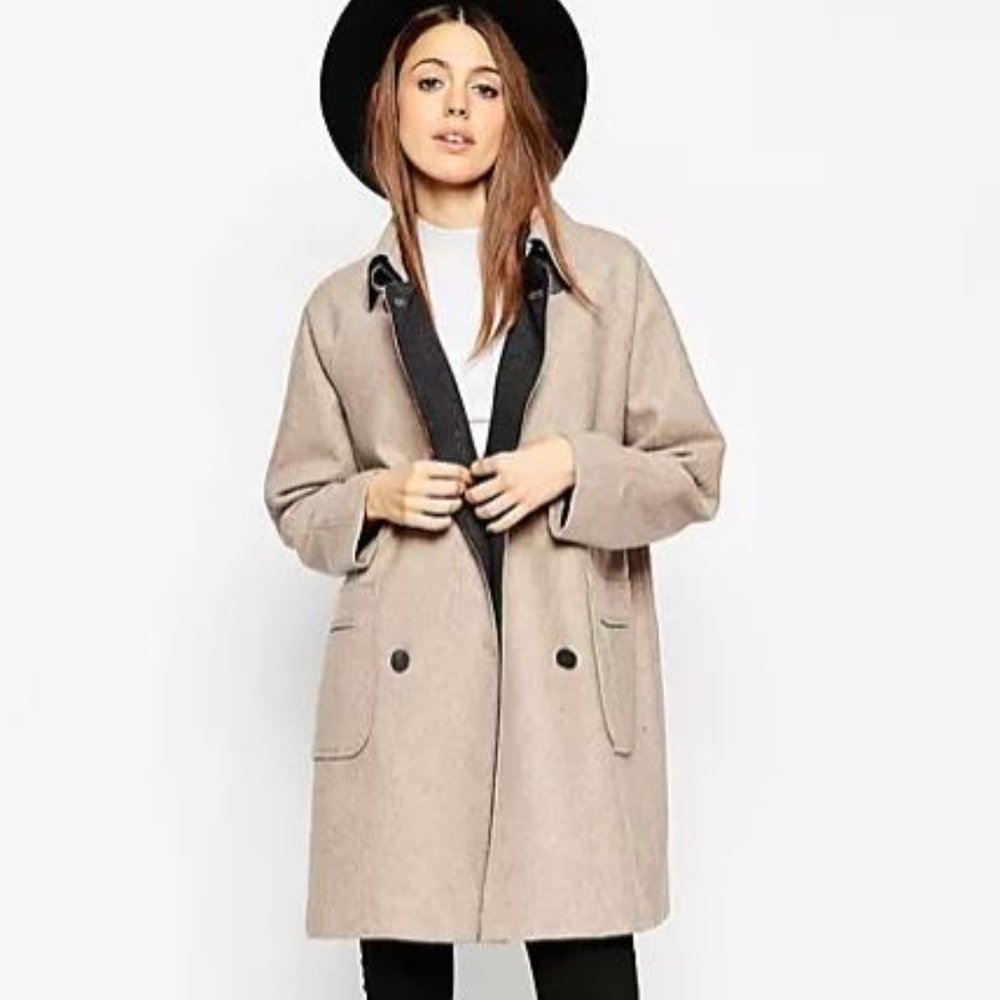 ASOS Coat in Cocoon Fit in Bonded Cloth